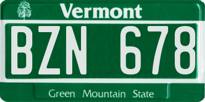 VT license plate BZN678