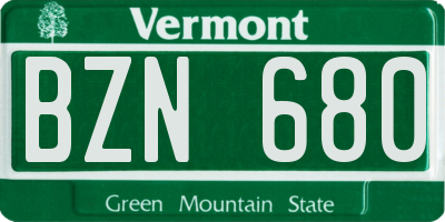 VT license plate BZN680