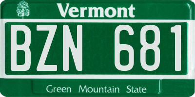VT license plate BZN681
