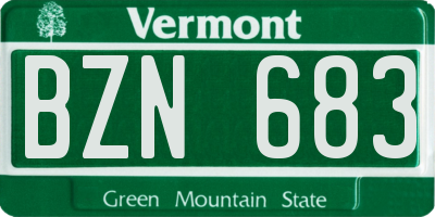 VT license plate BZN683