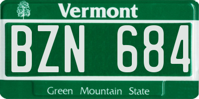 VT license plate BZN684