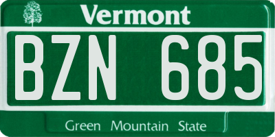 VT license plate BZN685