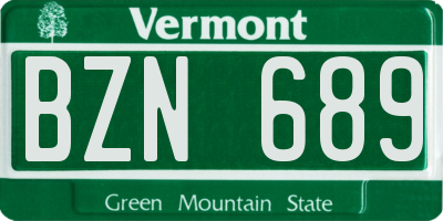 VT license plate BZN689