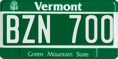 VT license plate BZN700
