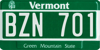 VT license plate BZN701