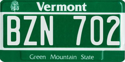 VT license plate BZN702