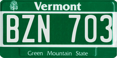 VT license plate BZN703