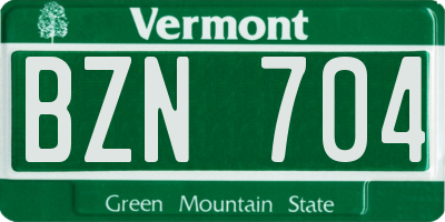 VT license plate BZN704