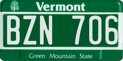 VT license plate BZN706