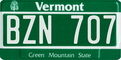 VT license plate BZN707