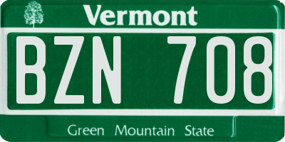 VT license plate BZN708