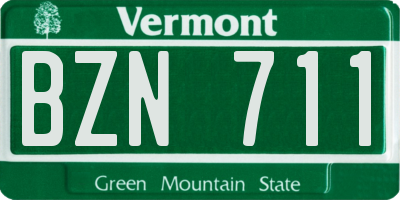 VT license plate BZN711
