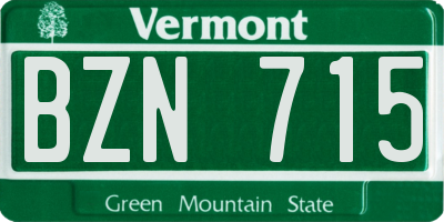 VT license plate BZN715