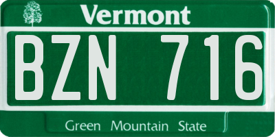 VT license plate BZN716