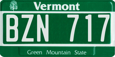 VT license plate BZN717
