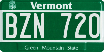 VT license plate BZN720