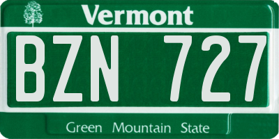 VT license plate BZN727