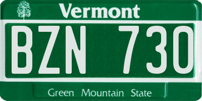 VT license plate BZN730