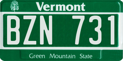 VT license plate BZN731