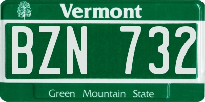 VT license plate BZN732