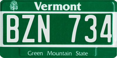 VT license plate BZN734