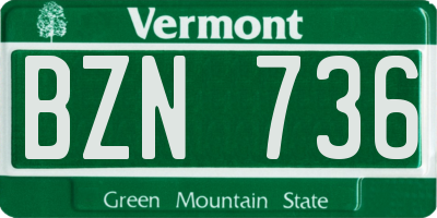 VT license plate BZN736