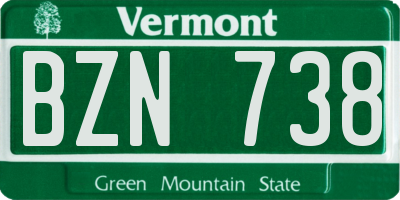 VT license plate BZN738