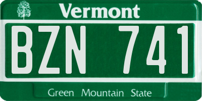 VT license plate BZN741
