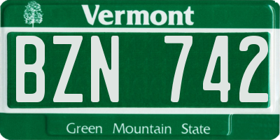 VT license plate BZN742