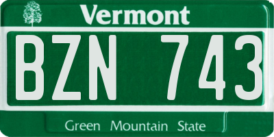 VT license plate BZN743