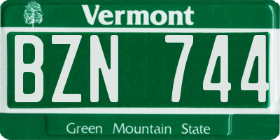 VT license plate BZN744