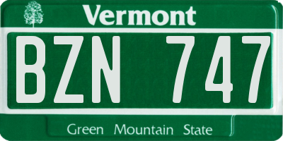 VT license plate BZN747
