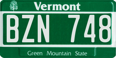VT license plate BZN748