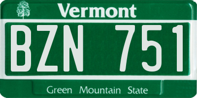 VT license plate BZN751