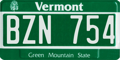 VT license plate BZN754