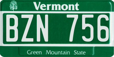 VT license plate BZN756