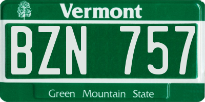 VT license plate BZN757
