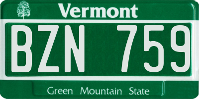 VT license plate BZN759