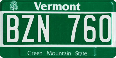 VT license plate BZN760