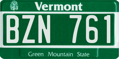 VT license plate BZN761