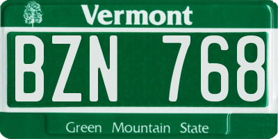 VT license plate BZN768