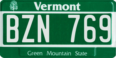 VT license plate BZN769