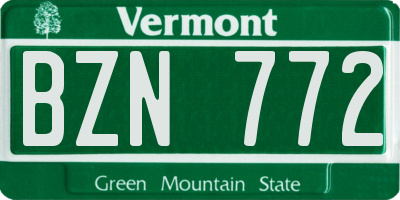 VT license plate BZN772