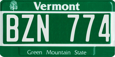 VT license plate BZN774
