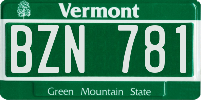 VT license plate BZN781