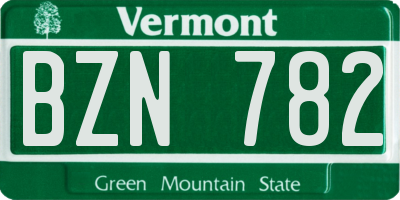 VT license plate BZN782