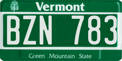 VT license plate BZN783