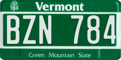 VT license plate BZN784