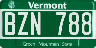 VT license plate BZN788