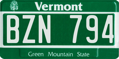 VT license plate BZN794